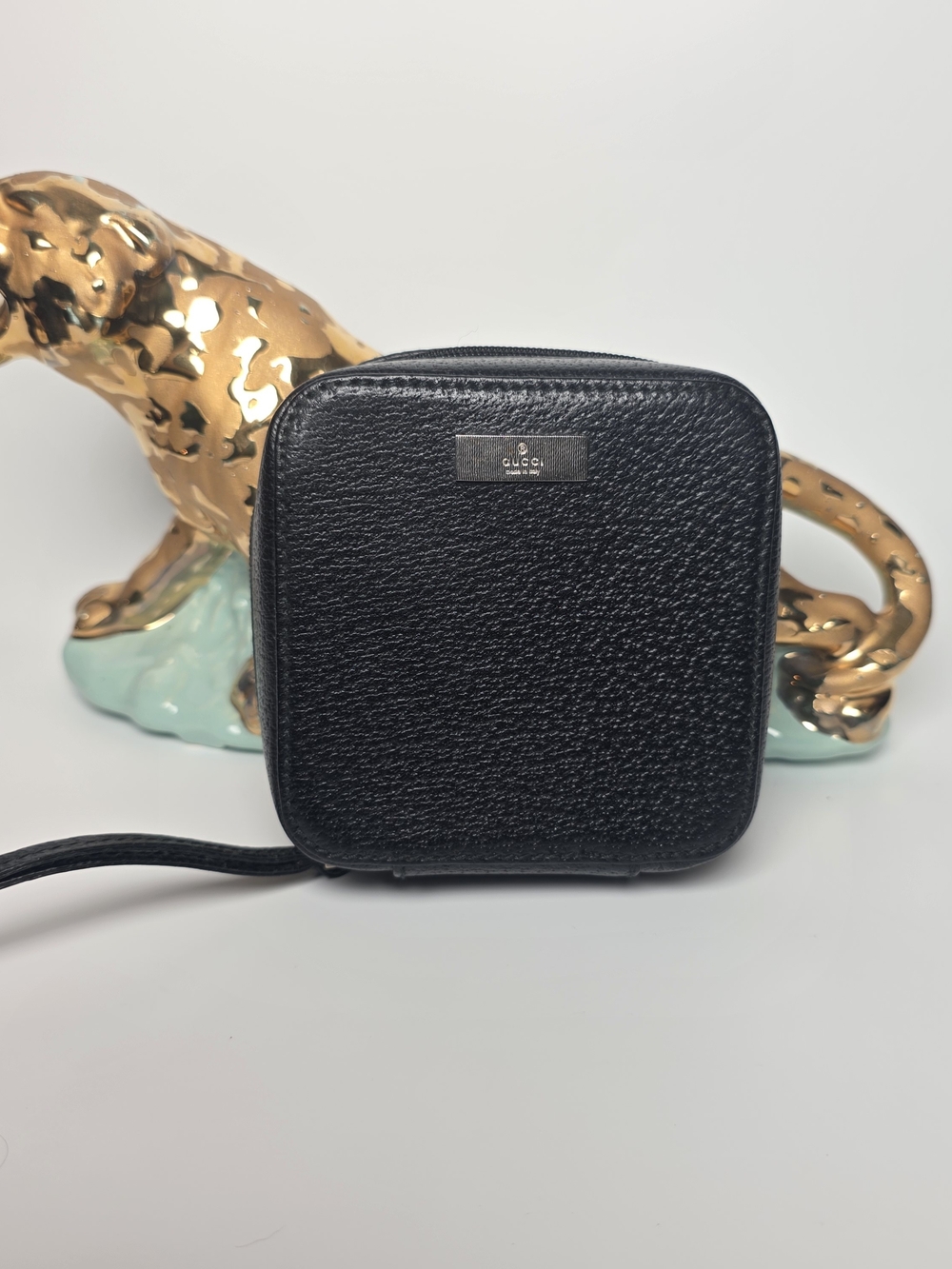 Gucci Black Leather Travel Mini Makeup Case!